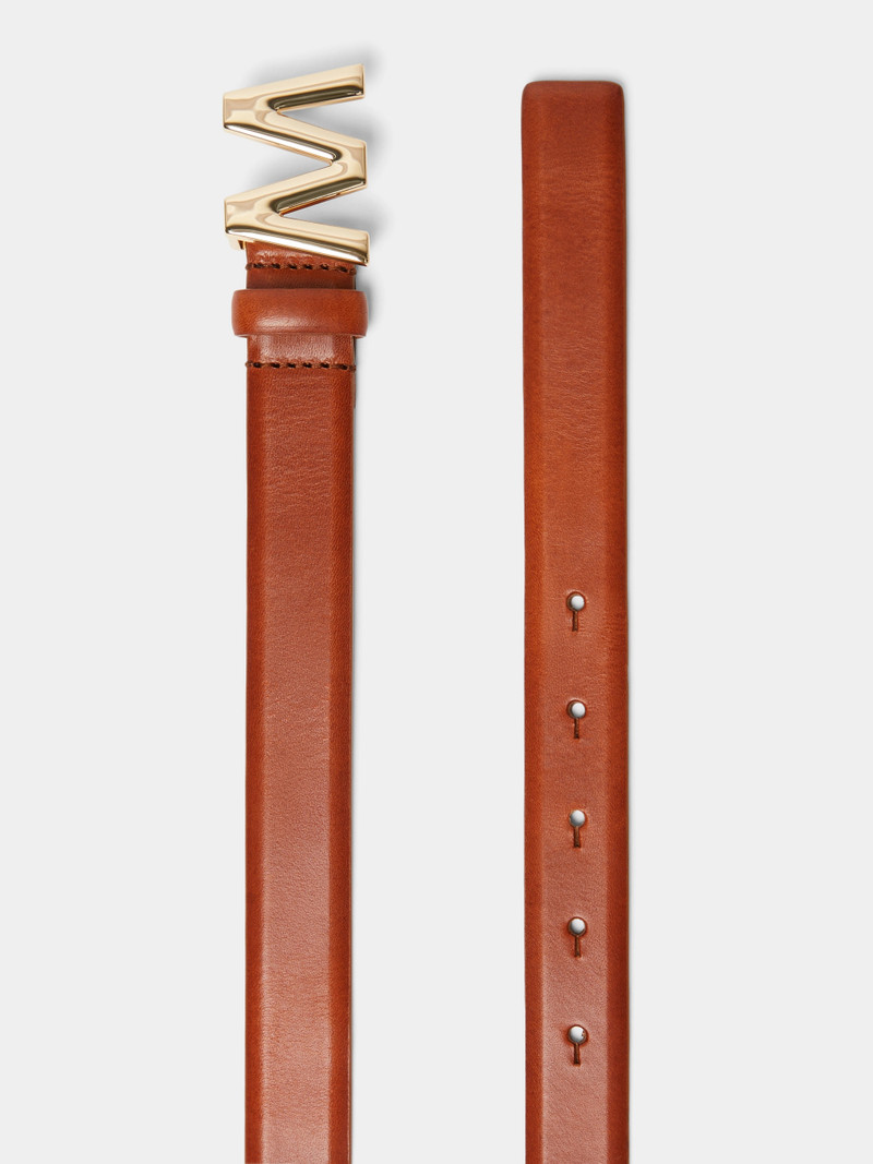 WEEKEND Max Mara Leather belt with logo buckle - TOBACCO outlook