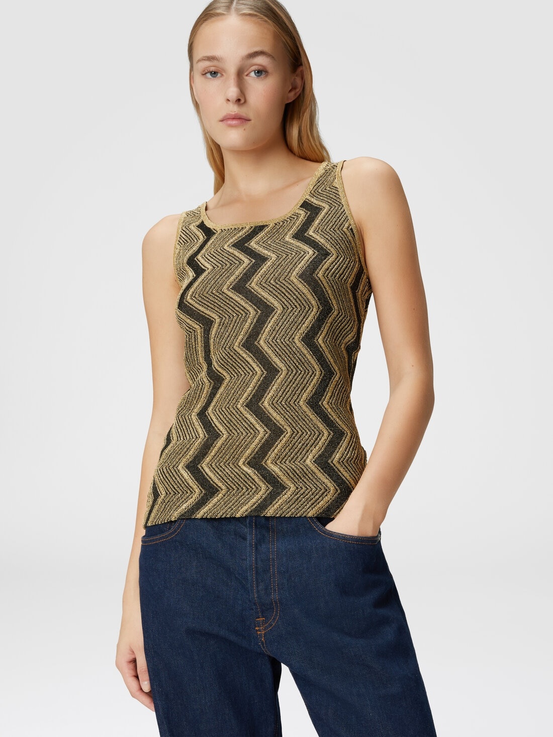 Zig zag lamé viscose tank top - 4