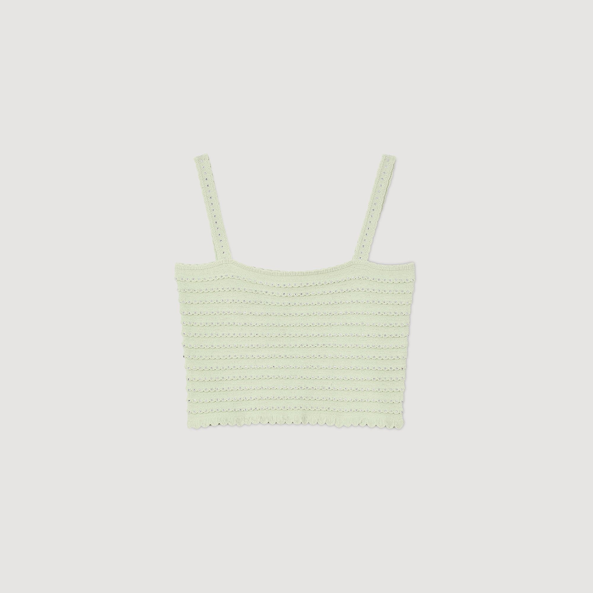 RHINESTONE KNIT CROP TOP - 6