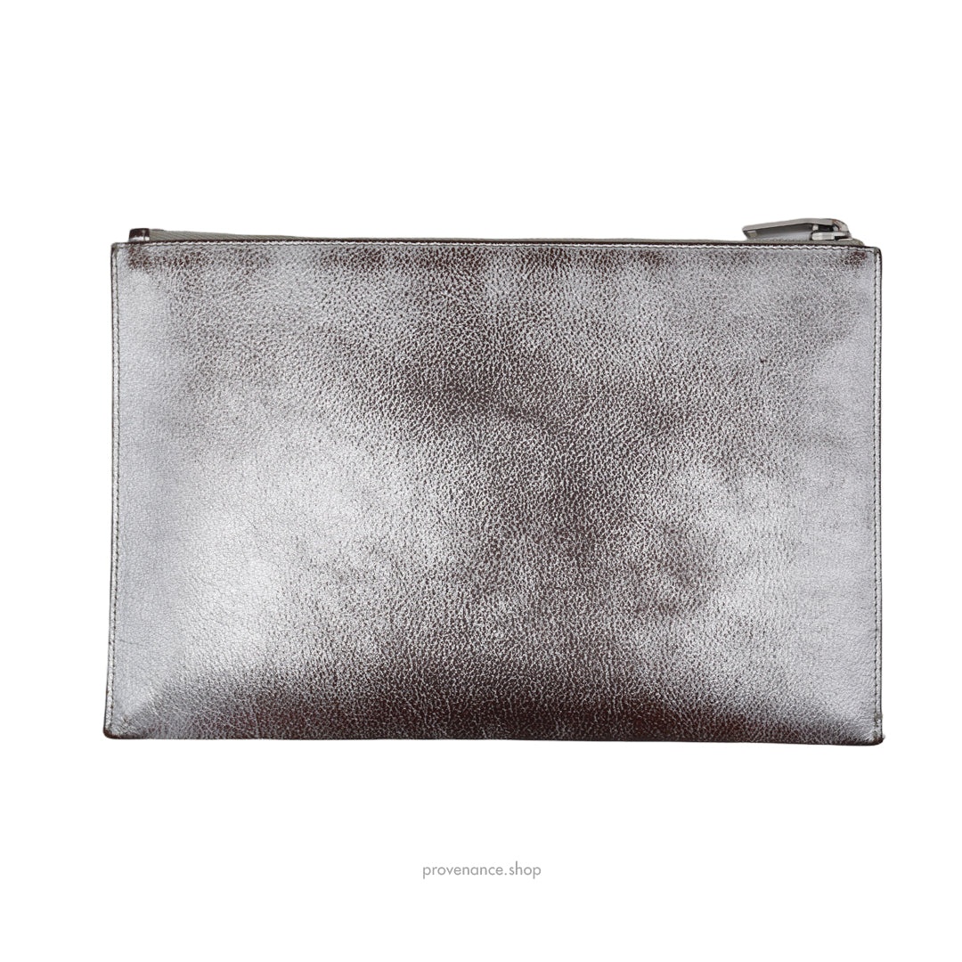Saint Laurent Paris SLP Zip Star Pouch - Silver/Red - 3