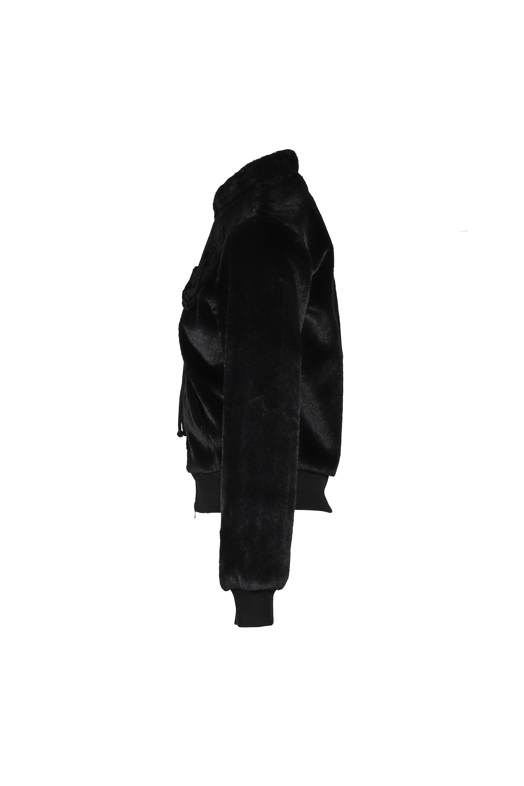 FLEECE APPLIQU_ ZIPUP JACKET / BLK - 3