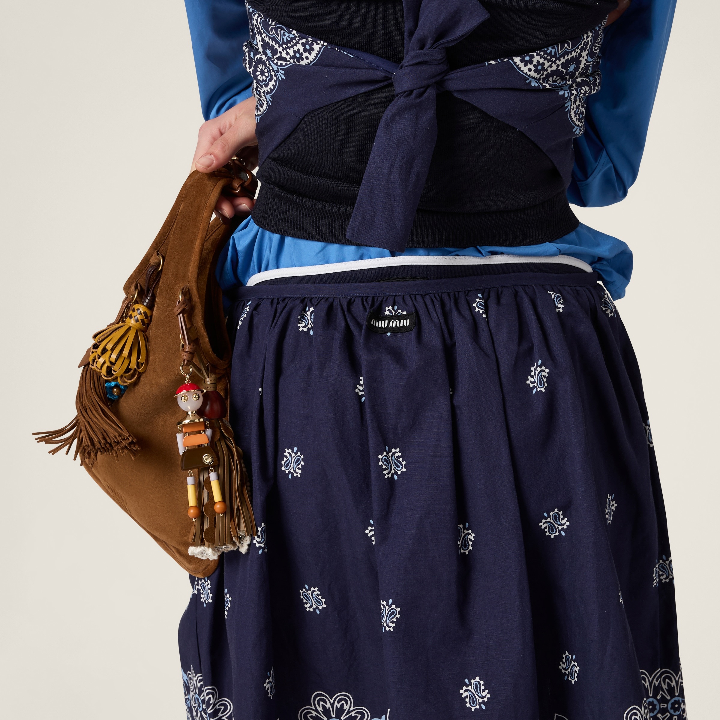 Printed slubbed poplin skirt - 5