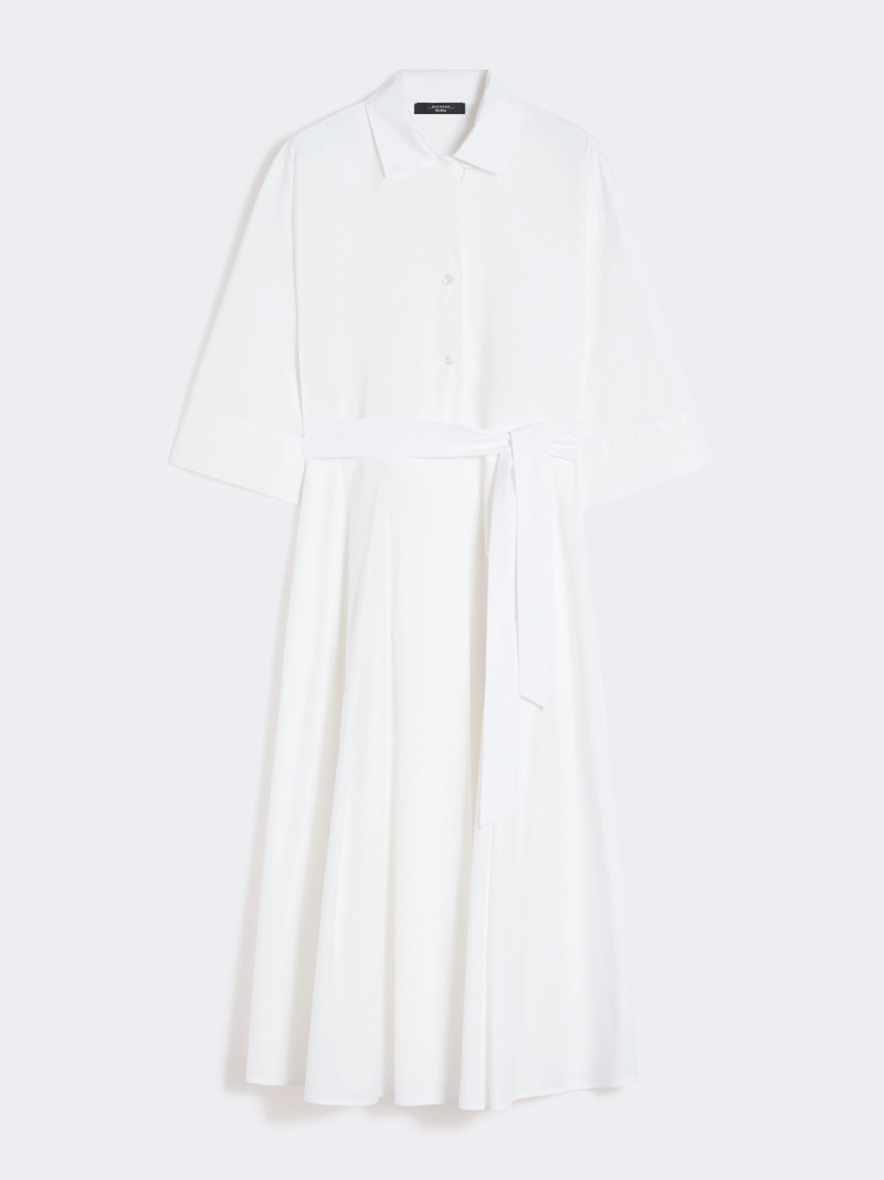 PADANA Cotton-poplin midi shirt dress - WHITE 1