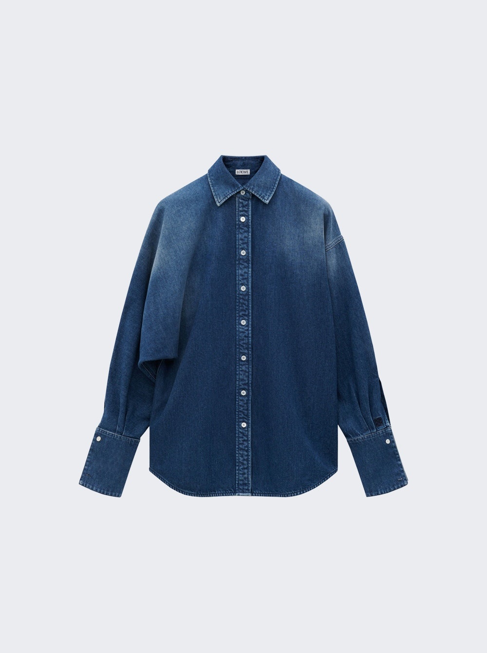 Draped Shirt Washed Denim - 1