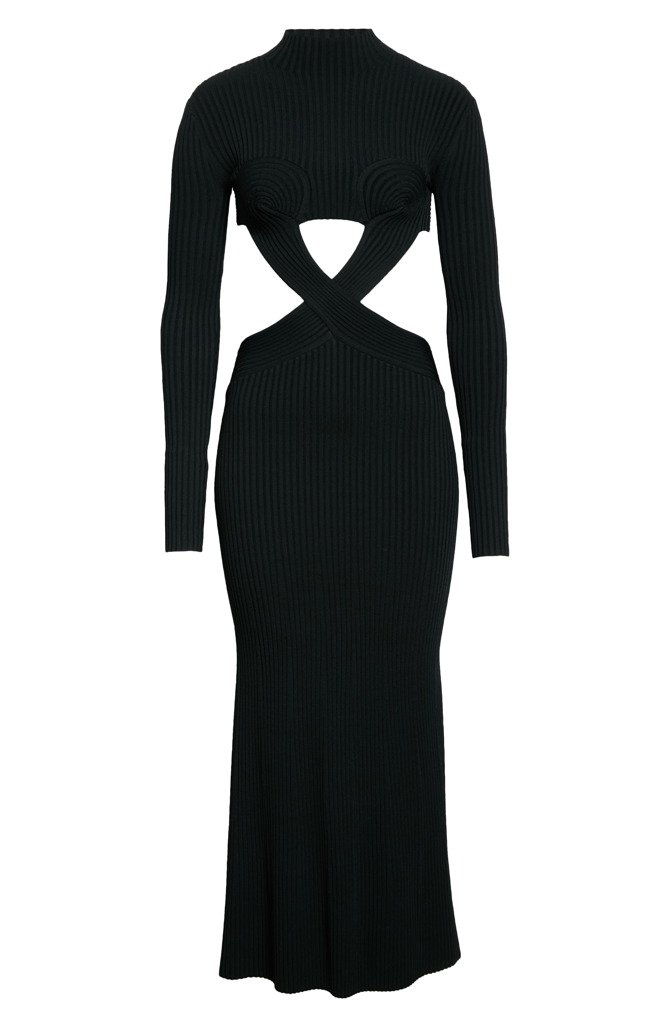 Dion Lee Spiral Rib Knit Long Sleeve Midi Dress in Black at Nordstrom, Size Small - 5