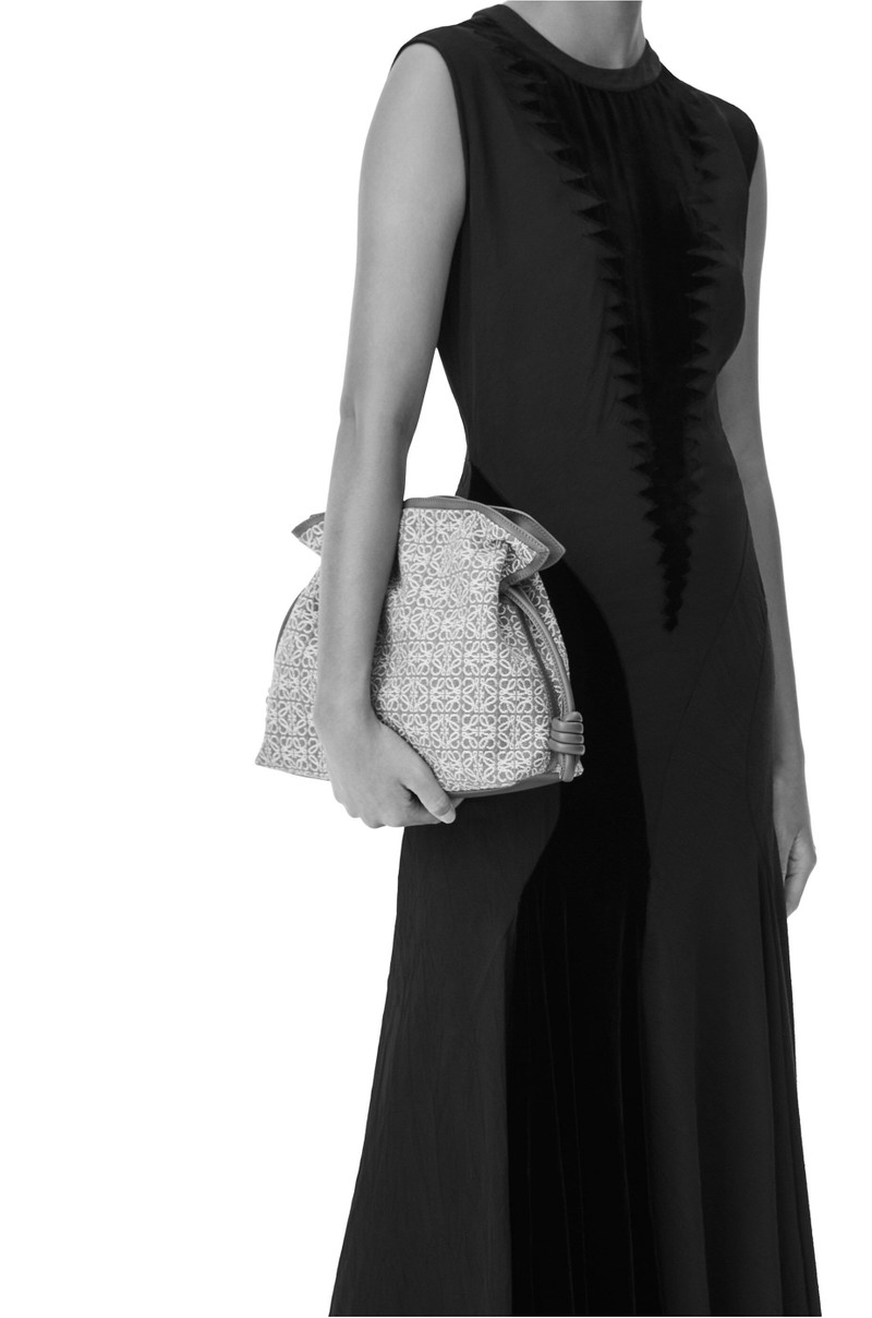 Flamenco clutch in Anagram jacquard and calfskin 2