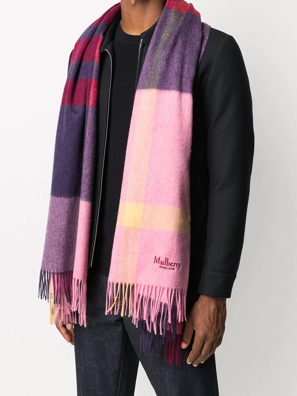 checked lambs wool scarf - 2