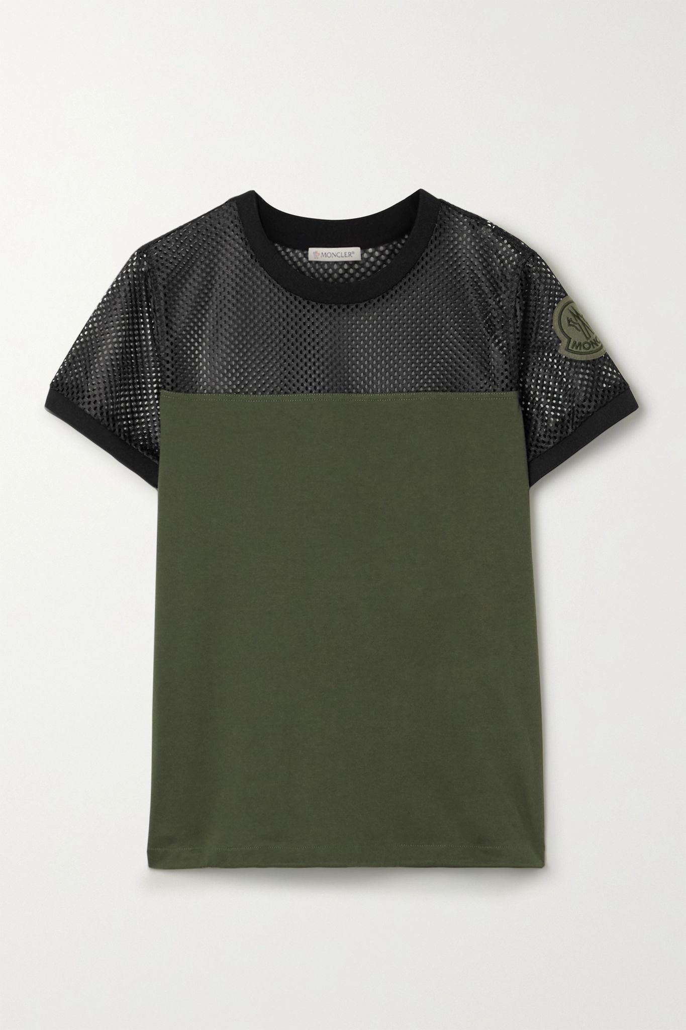 Appliquéd mesh and cotton-jersey T-shirt - 1