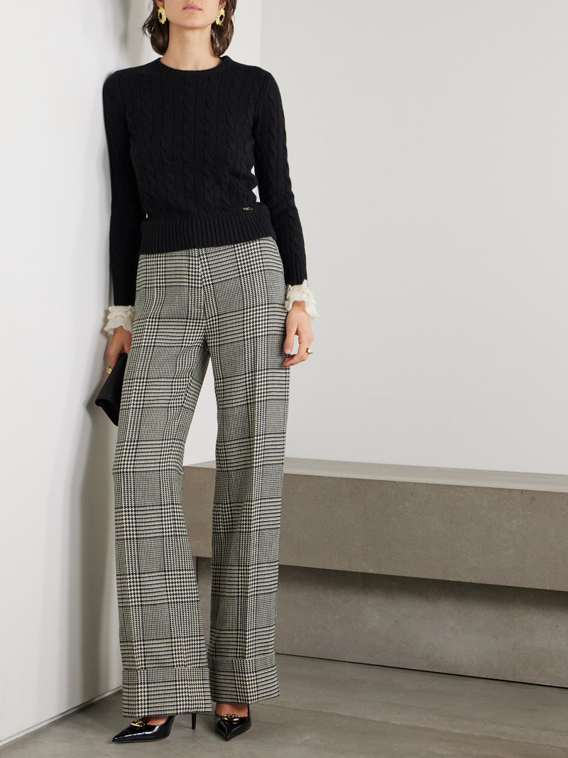 Valentino Ruffle-trimmed Embellished Cable-knit Cashmere Sweater outlook