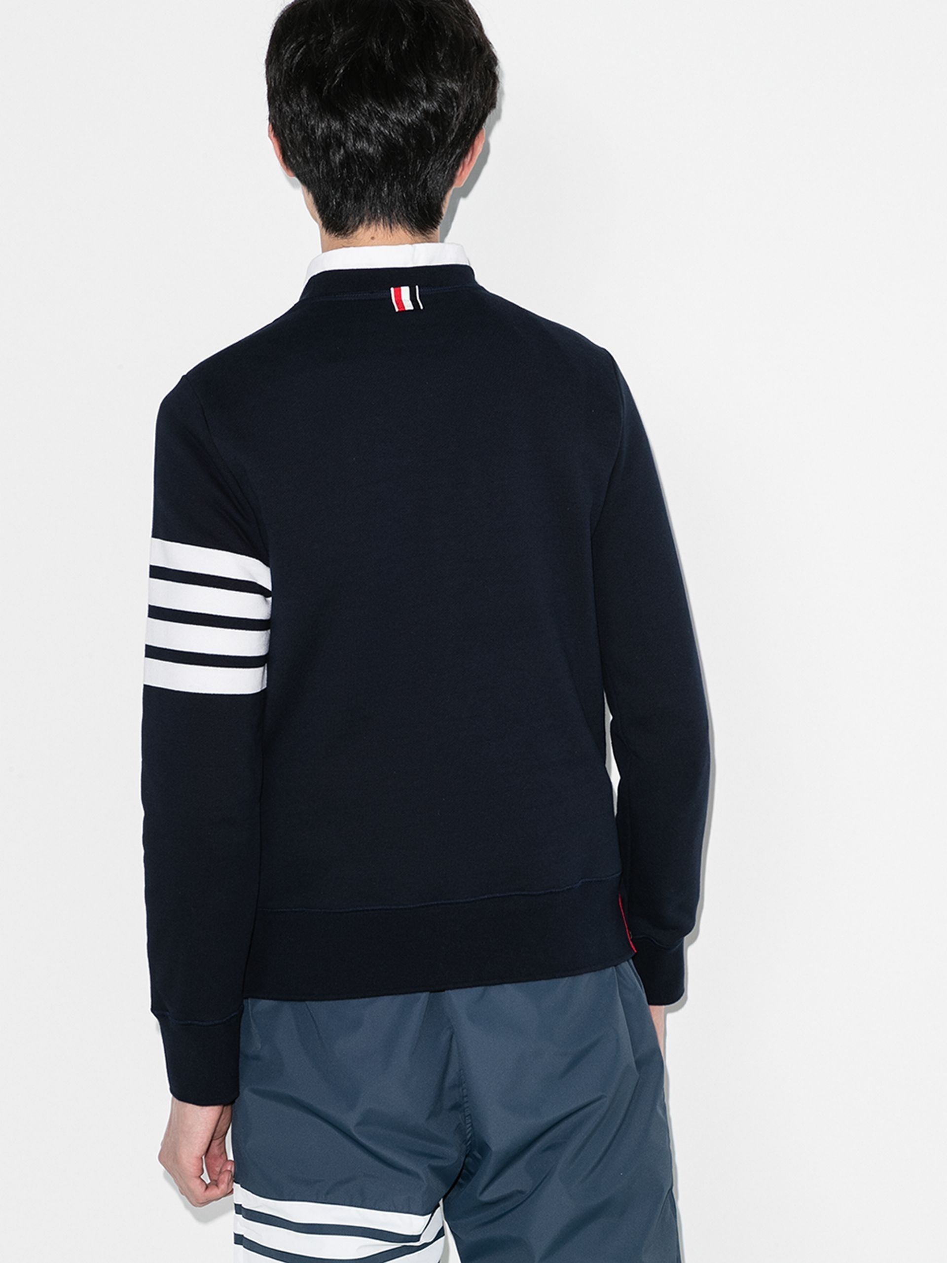 blue 4-Bar stripe cotton sweatshirt - 3