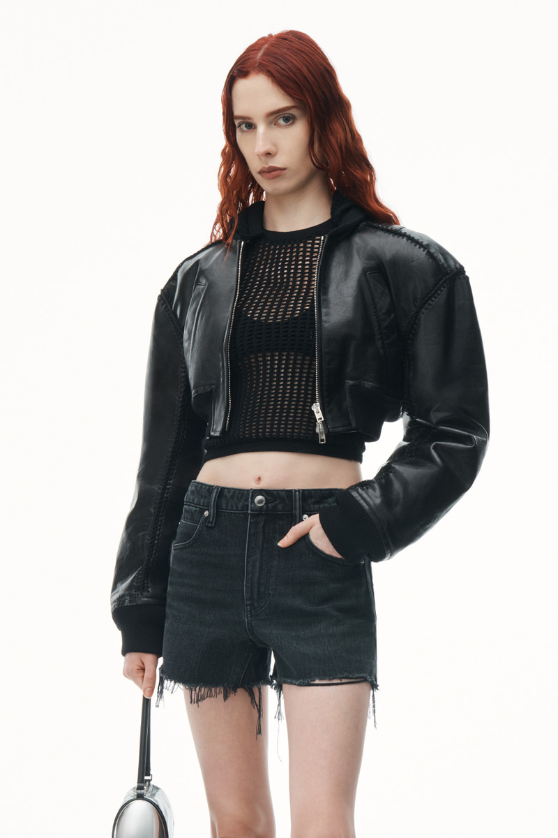 Alexander Wang Bite High Rise Denim Short with logo pocket outlook