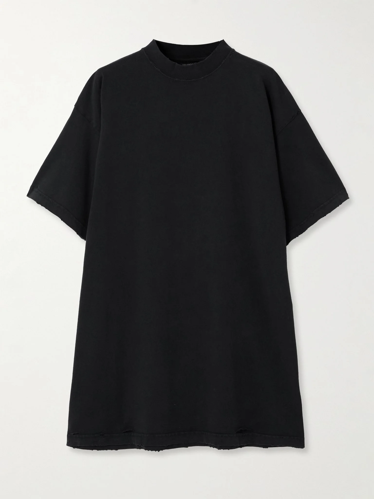Oversized distressed printed cotton-jersey T-shirt Black - 1