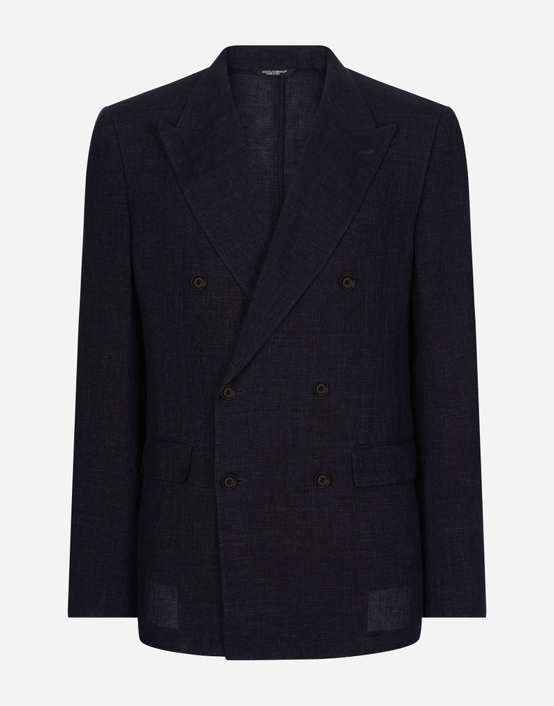 Double-breasted pinstripe linen Sicilia-fit jacket - 1