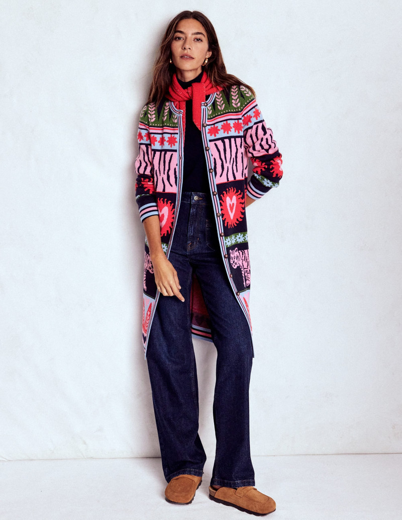 Long Jacquard Cardigan-Navy Tigers 5