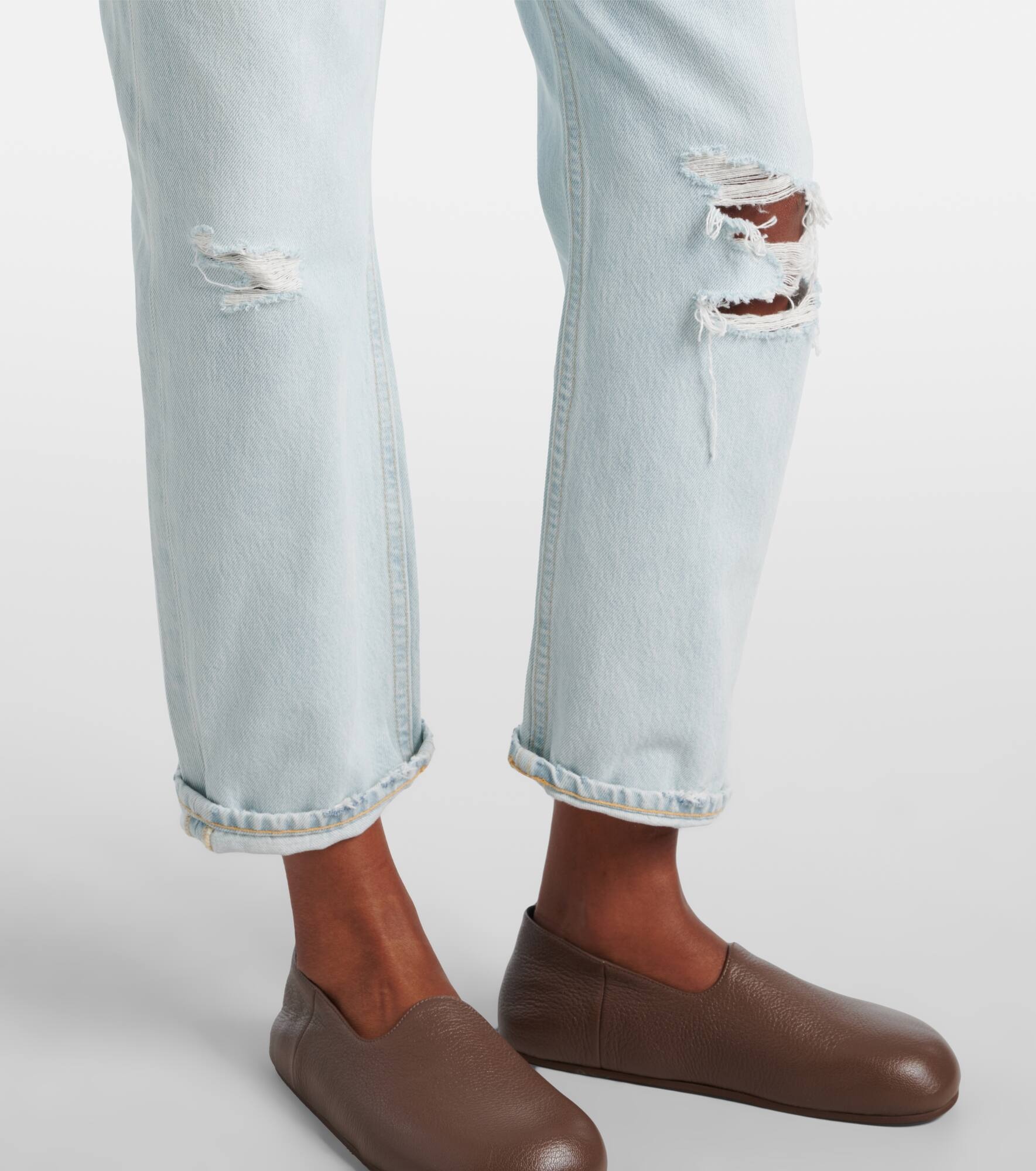 Dahlia distressed low-rise wide-leg jeans - 5