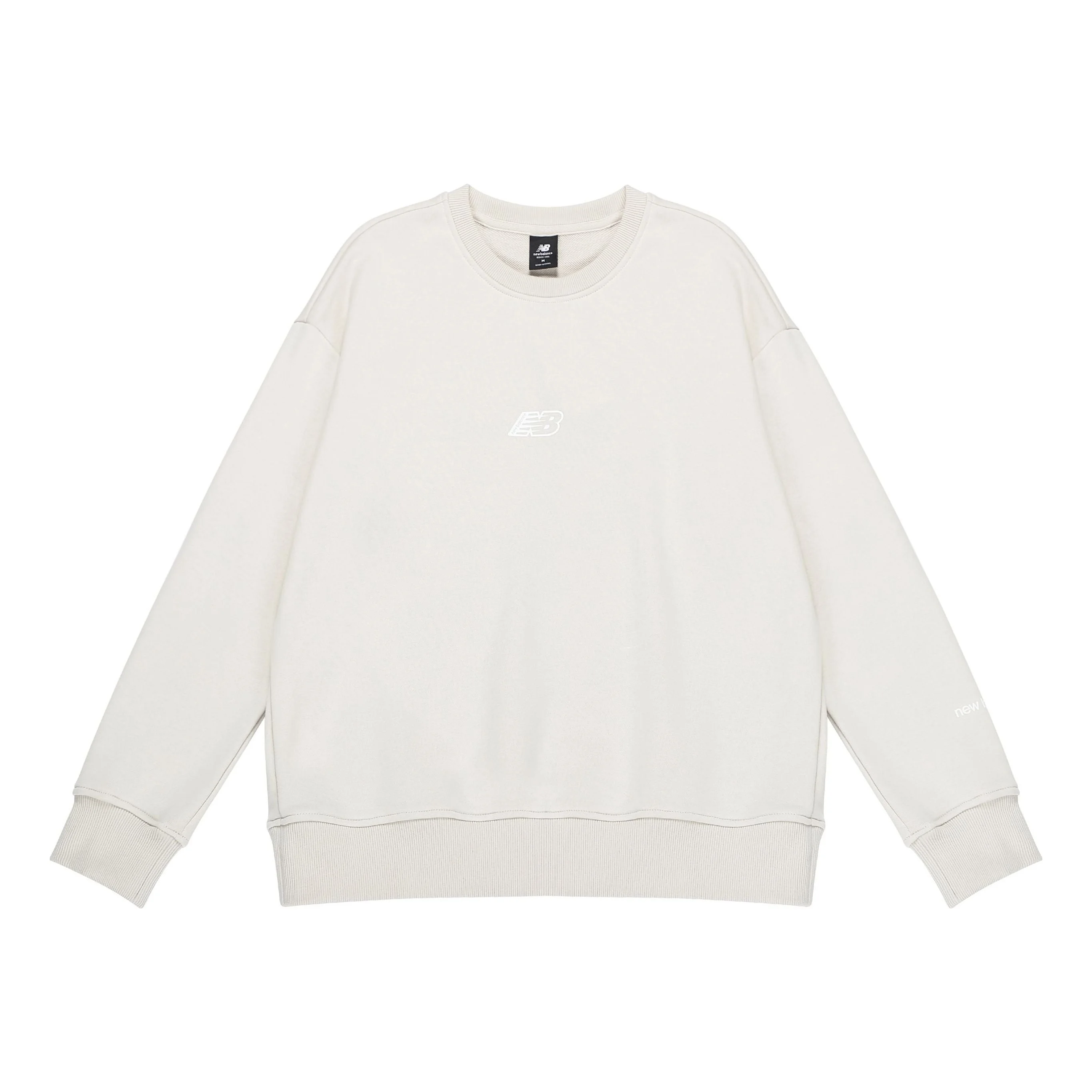 (WMNS) New Balance Logo Print Fleece Sweatshirt 'Beige White' AWT23514-MBM - 1