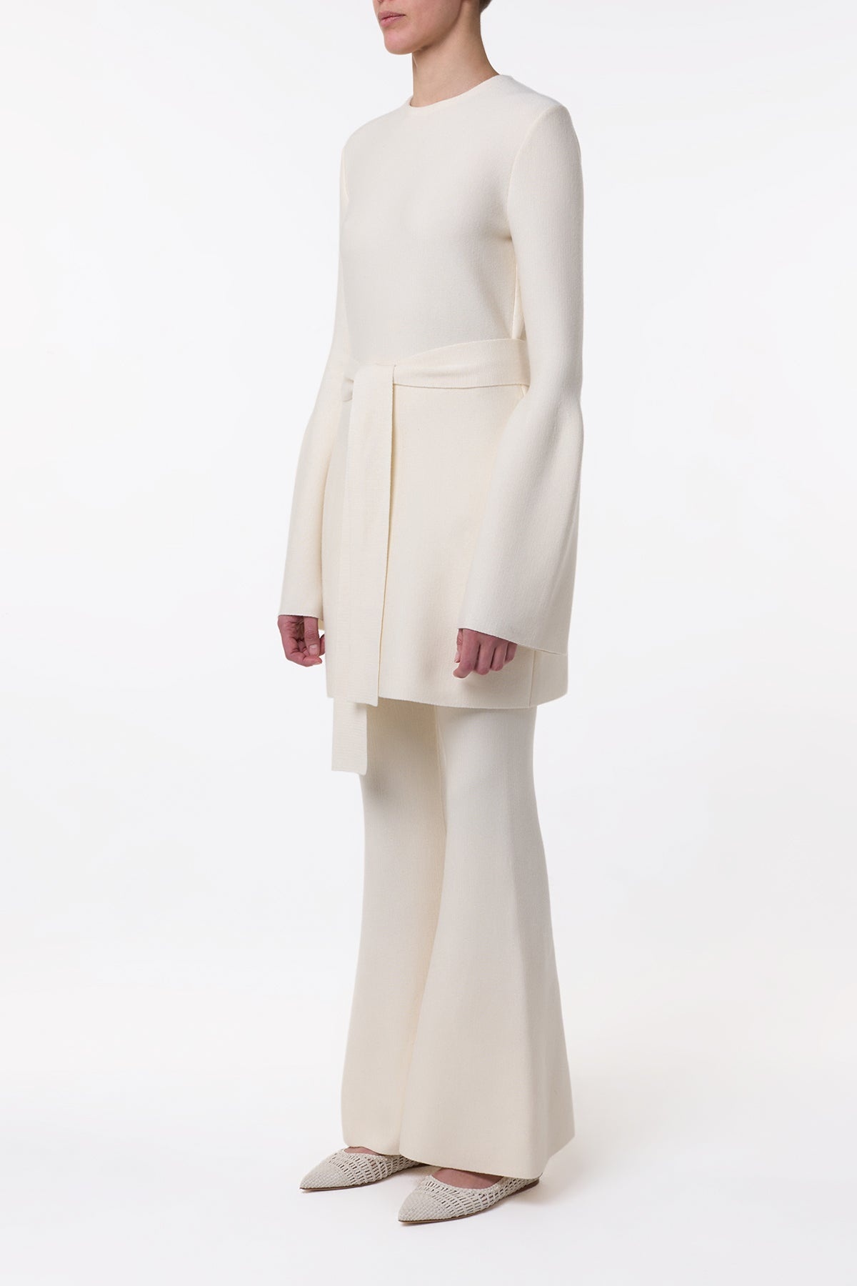 Tenas Knit Mini Dress in Ivory Merino Wool Cashmere - 4