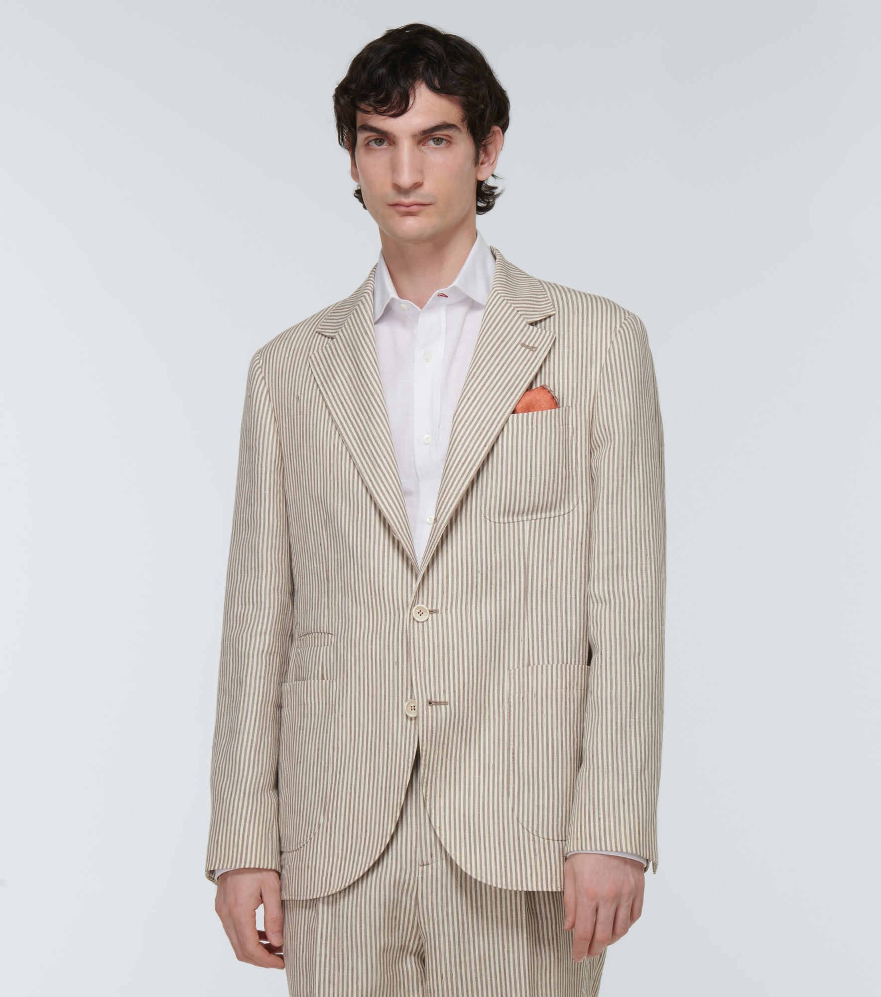 Striped linen and wool suit - 4