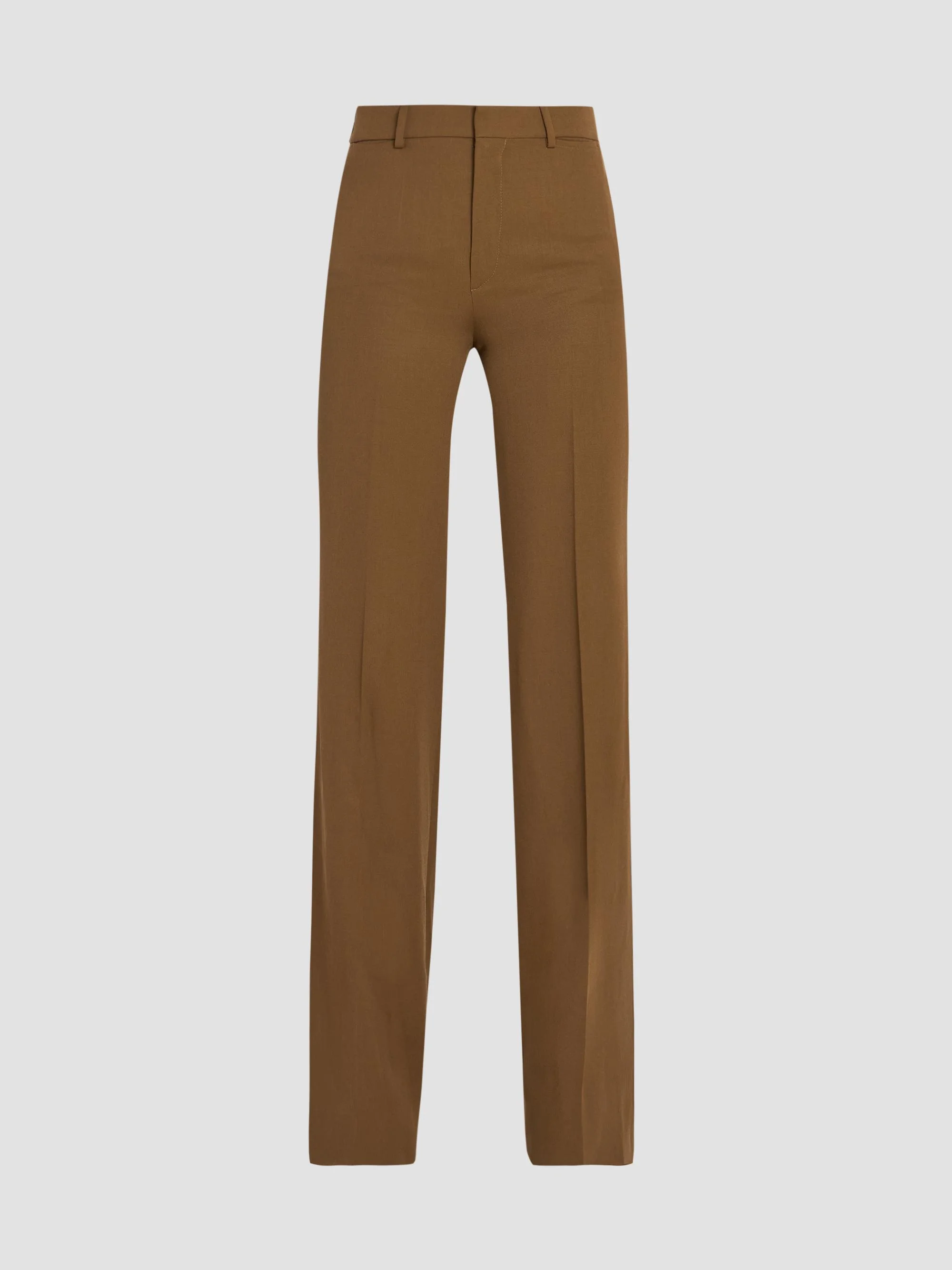 Women's Virgin Wool Straight-Leg Trousers - Leaf Brown - 1