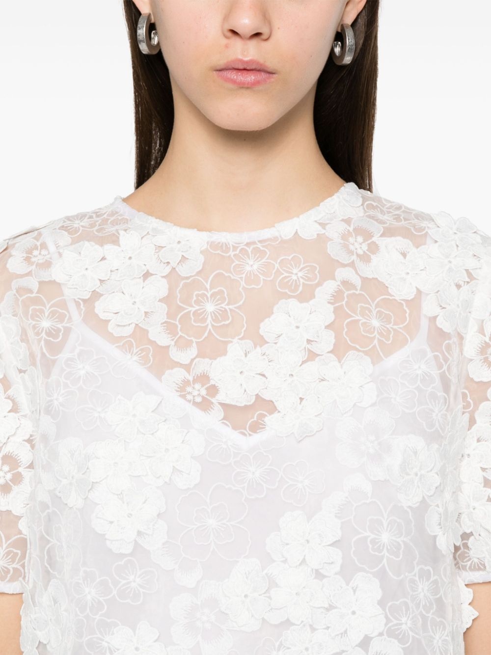 floral-lace T-shirt - 5
