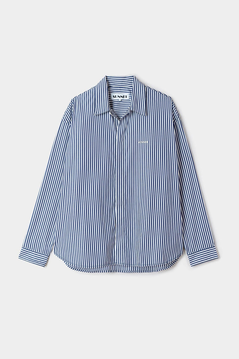 OVER SHIRT / blue & white stripes 1