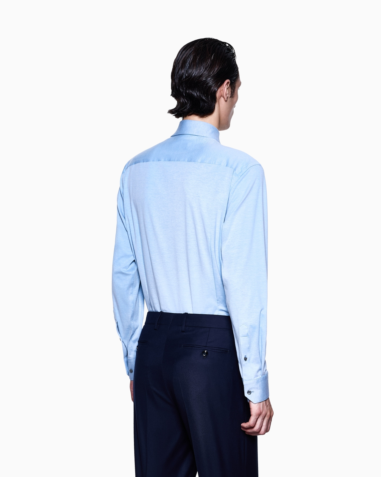 SLIM-FIT MÉLANGE COTTON-BLEND JERSEY SHIRT - 3