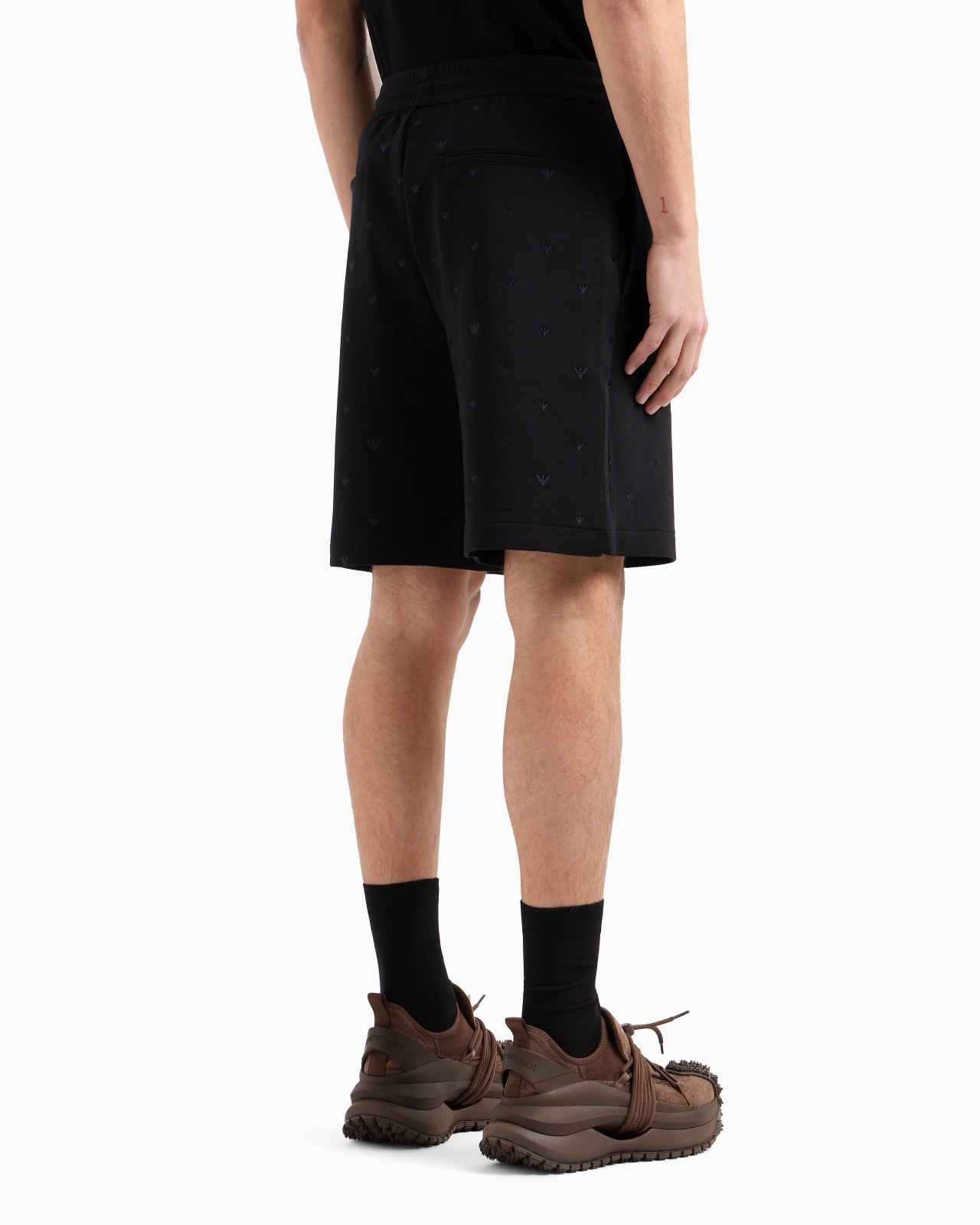 DOUBLE JERSEY BERMUDA SHORTS WITH ALL-OVER MICRO EAGLE EMBROIDERY - 3