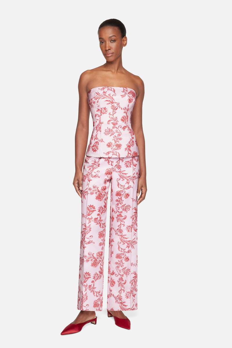 EMILIA WICKSTEAD Kerina Top In Pink Floral Damask Taffeta Faille outlook