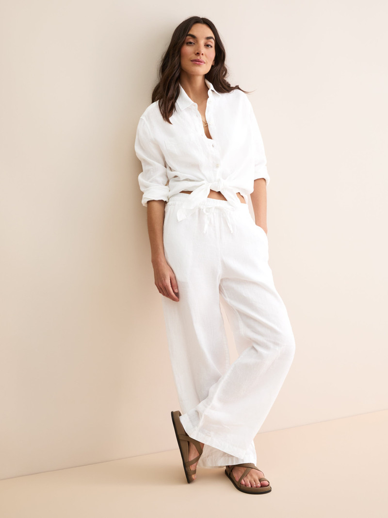 Women's Wide Leg Pants Sicily Linen White 3