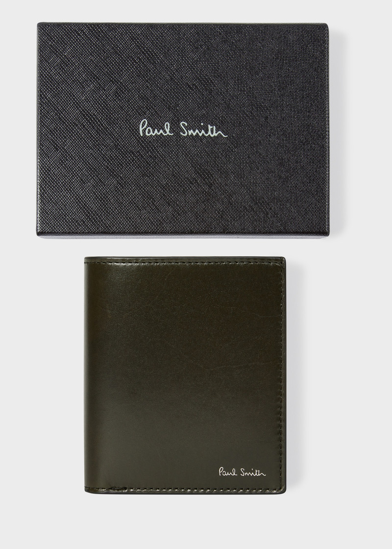 Dark Green Leather Compact Billfold Wallet 5