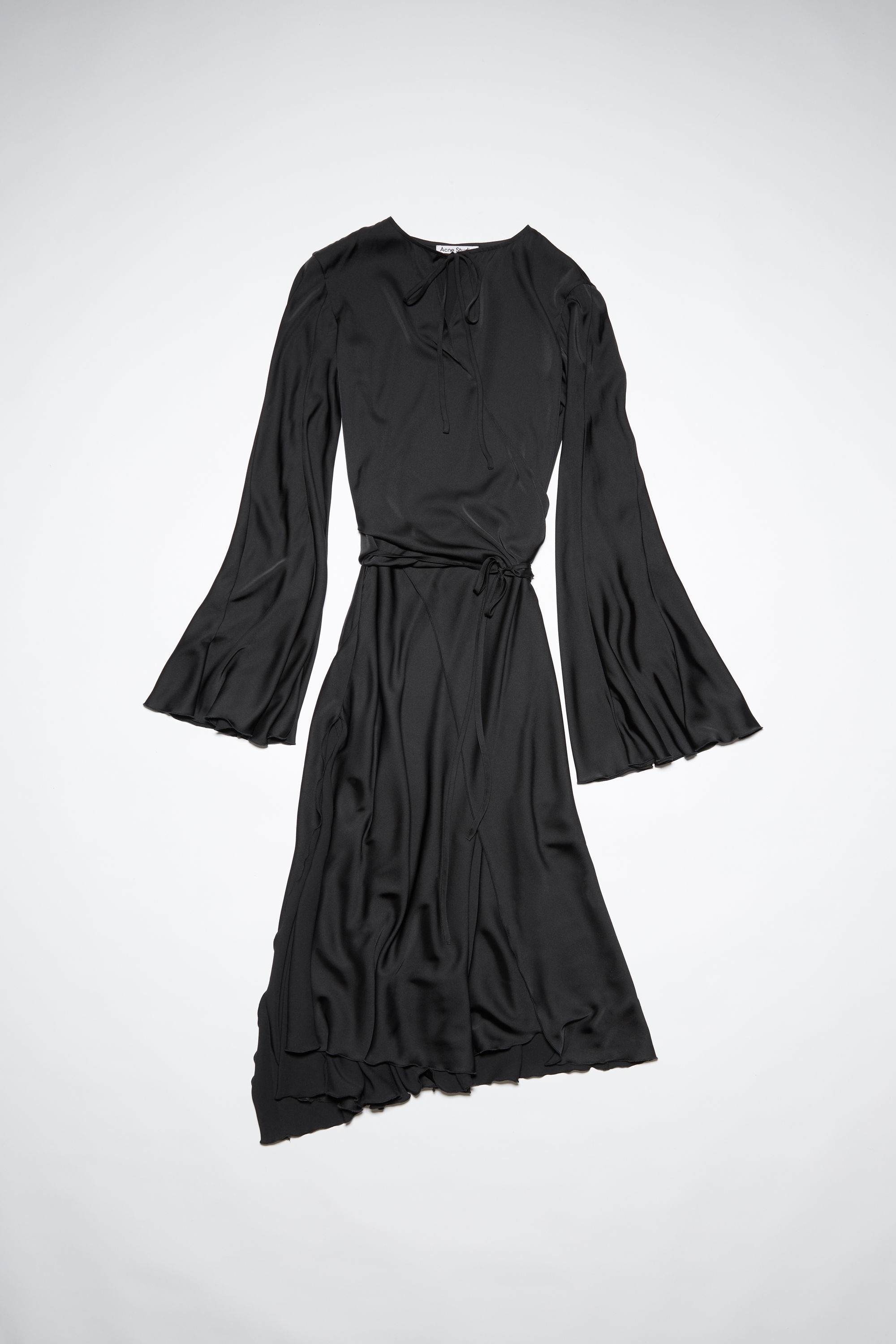Satin long sleeve dress - Black - 6