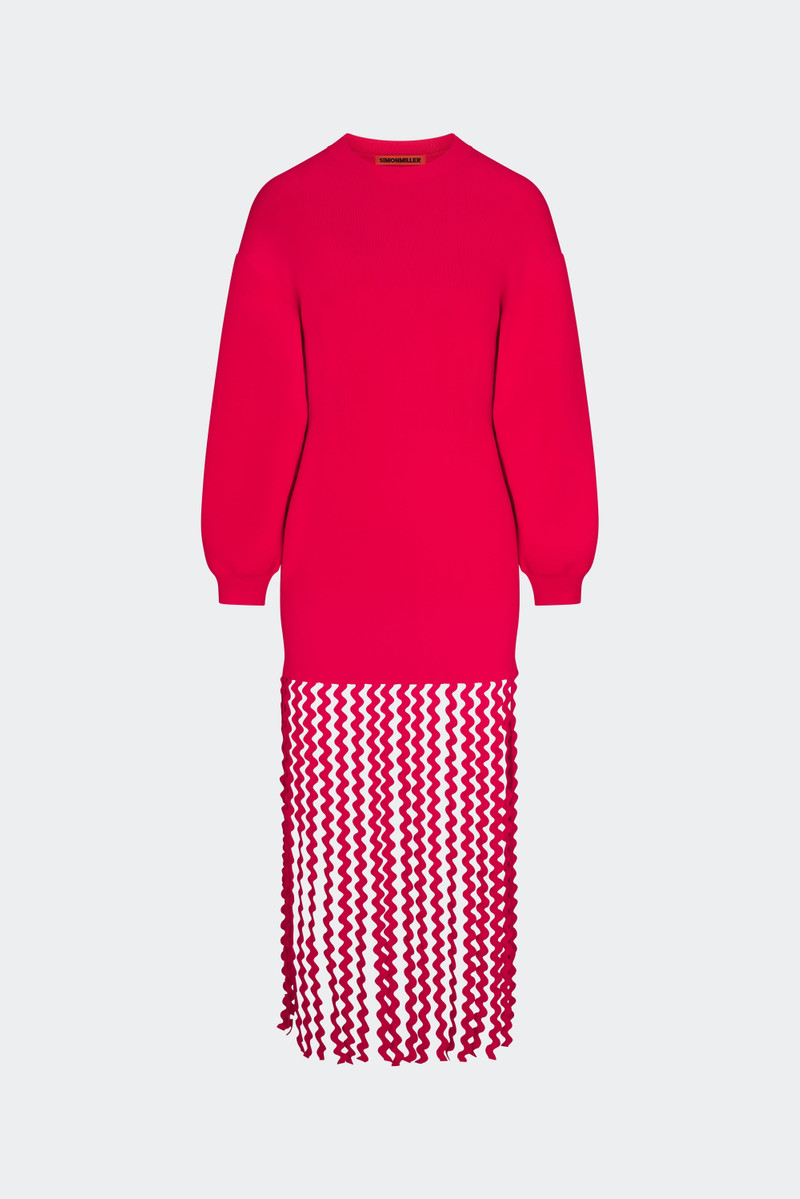 Wallis Knit Fringe Dress in Cherry Red 1