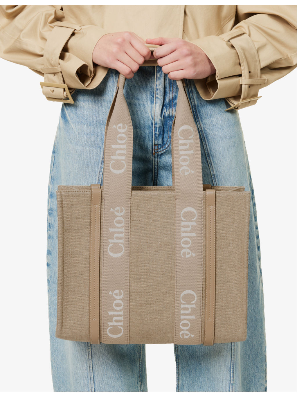 Woody medium linen tote bag - 2