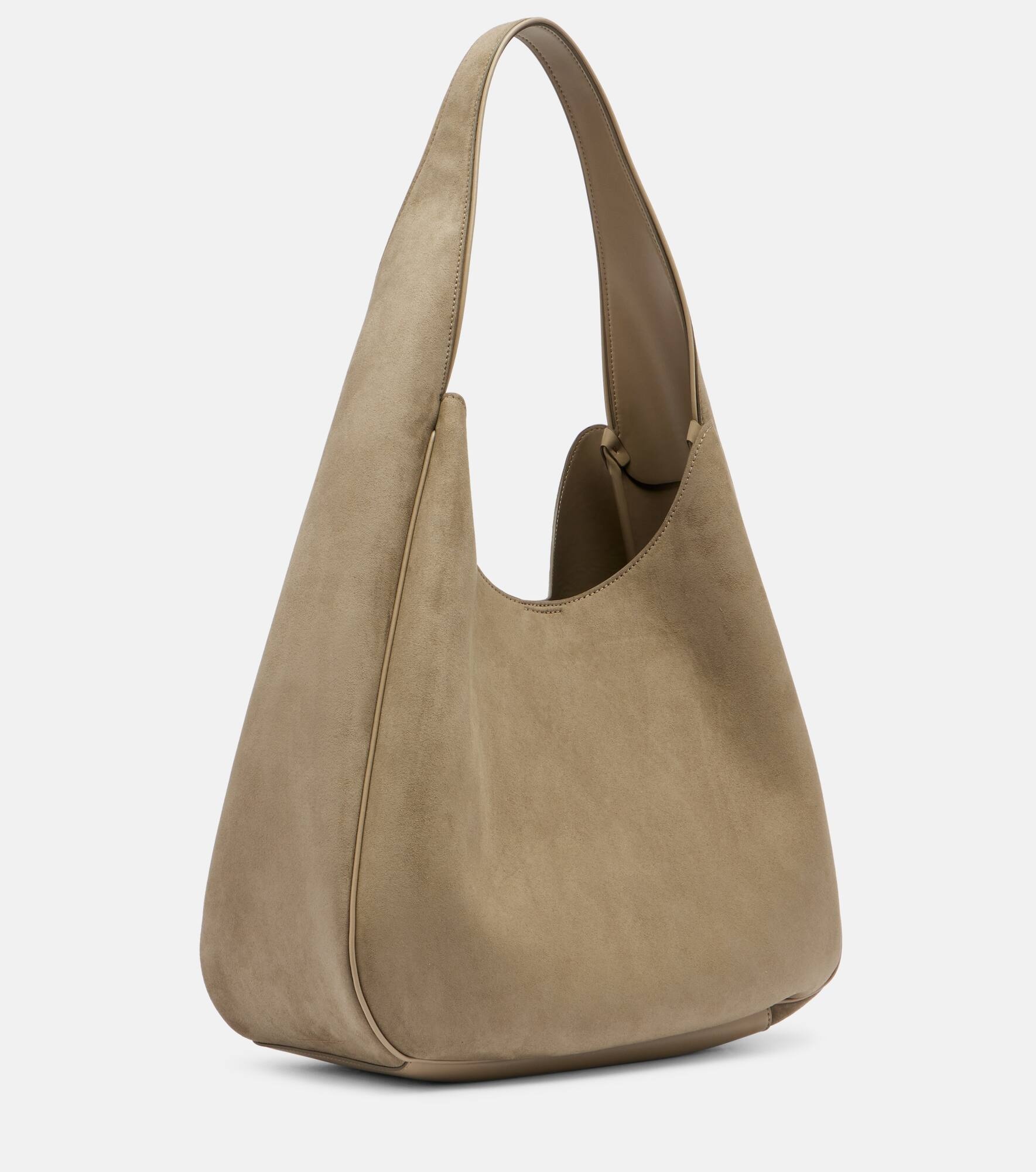 Logo faux suede shoulder bag - 4