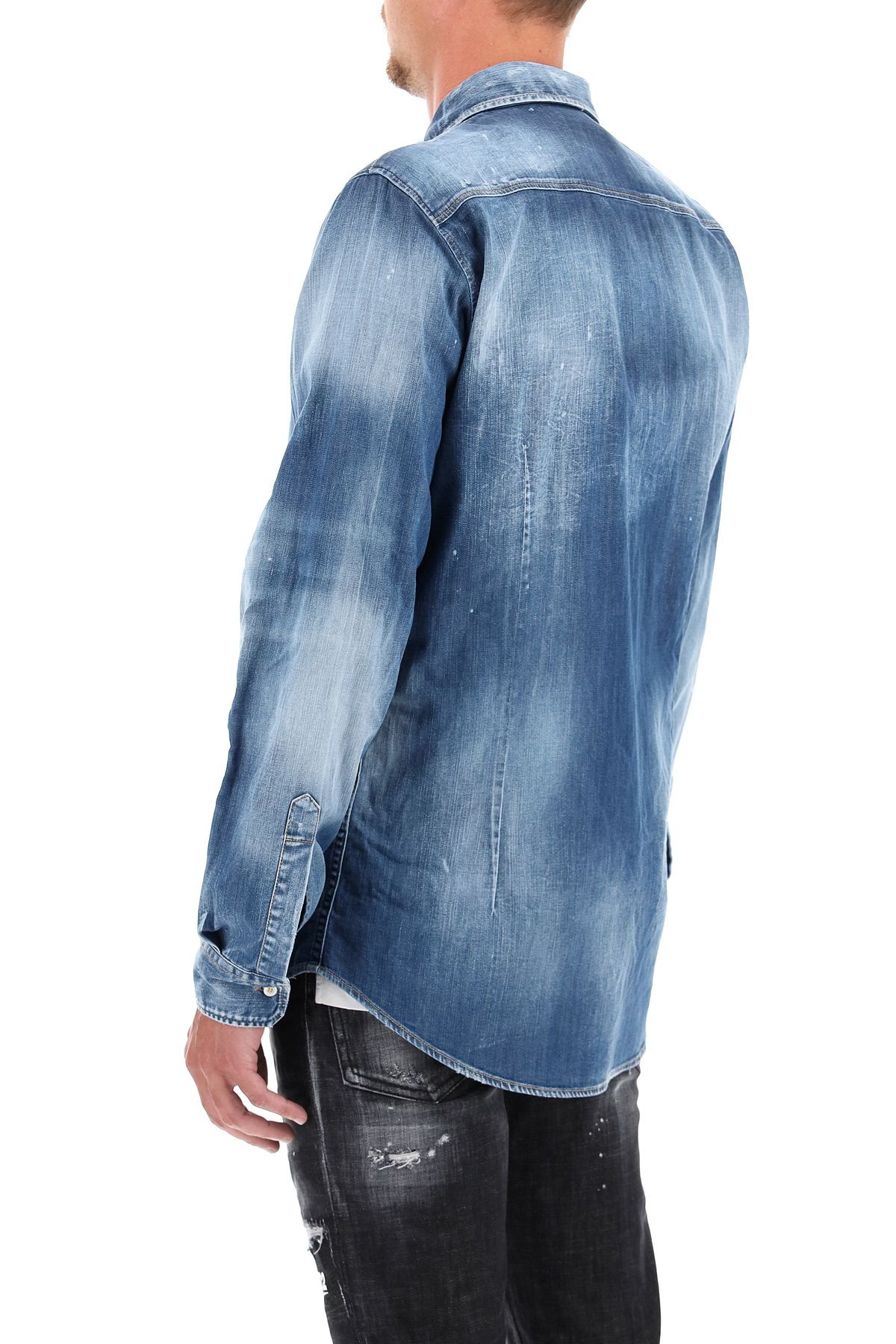 DARK WASH DENIM SHIRT - 4