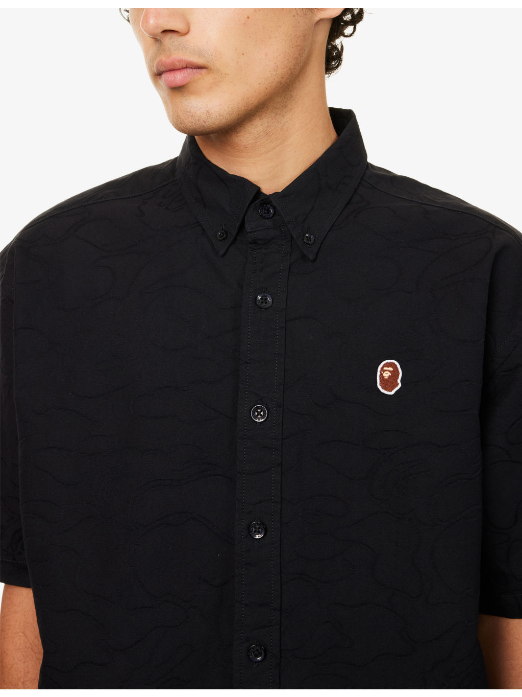 One Point Ape Head Jacquard Cotton Oxford Shirt - 5