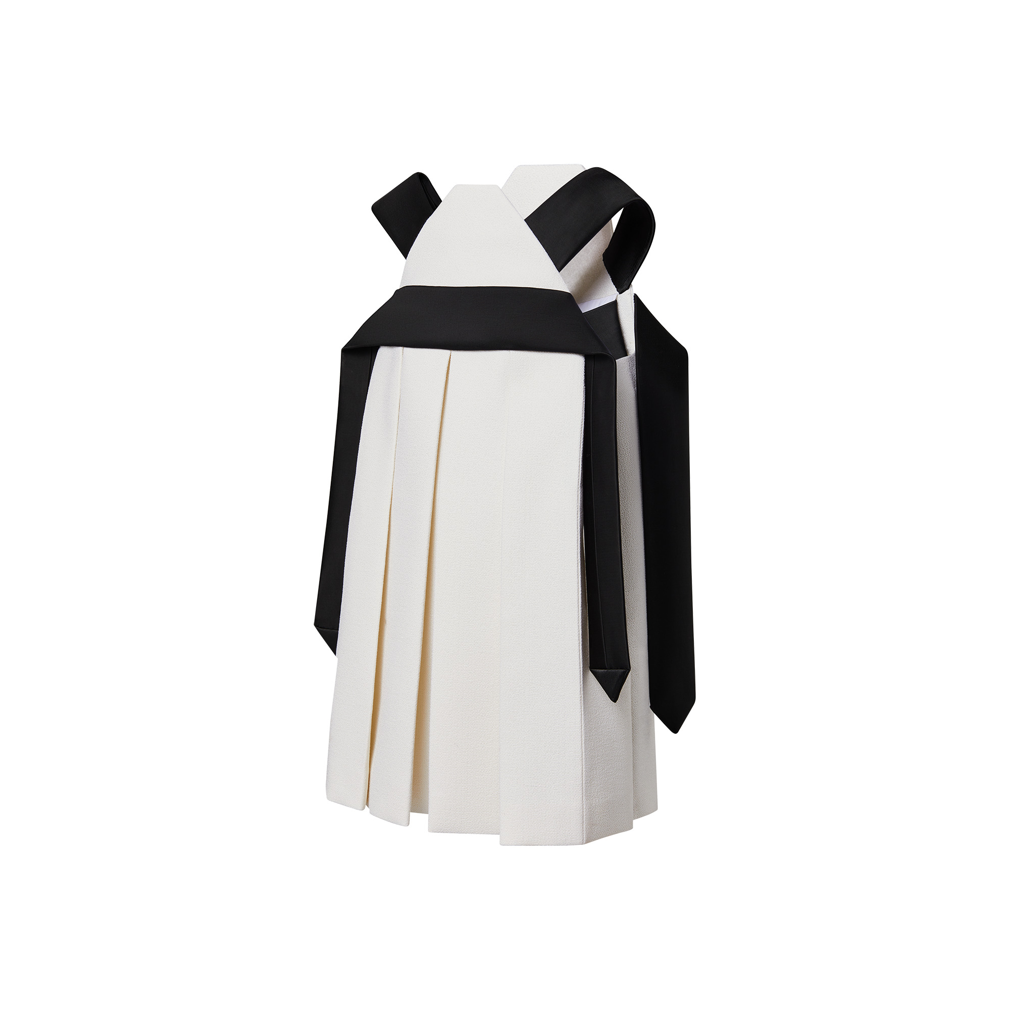 Wool Crepe Trapeze Pleat Dress - 2