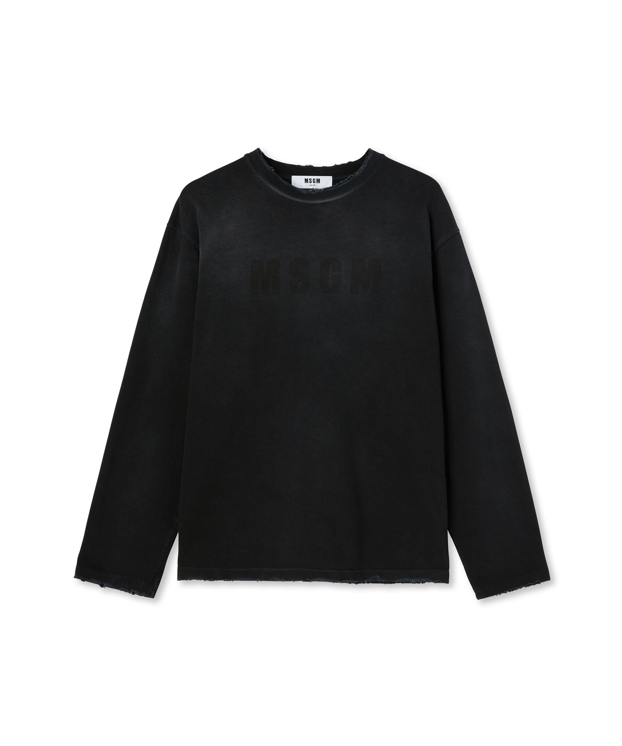 Cotton crewneck t-shirt with MSGM large logo print - 1