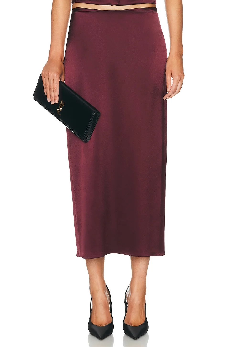 Satin Straight Skirt - 1