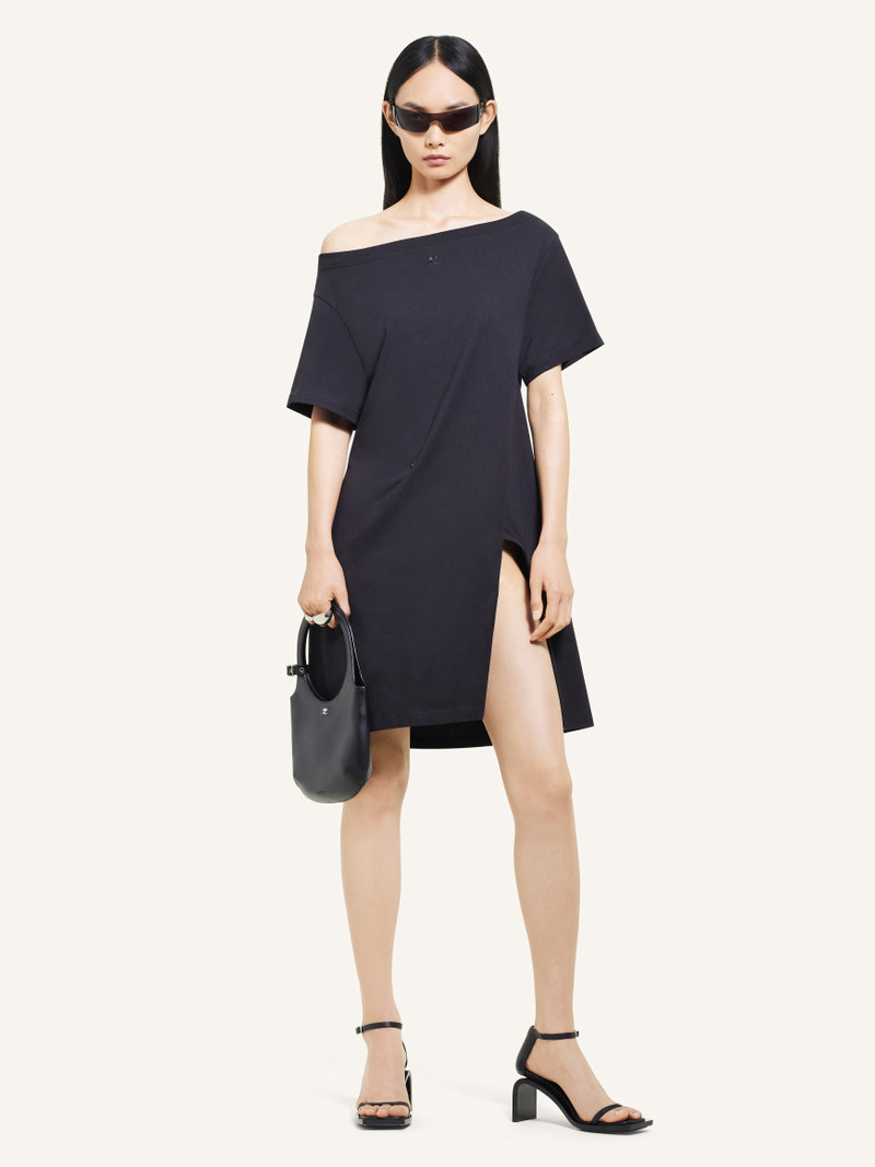 courrèges BOAT NECK COTTON MINI DRESS outlook