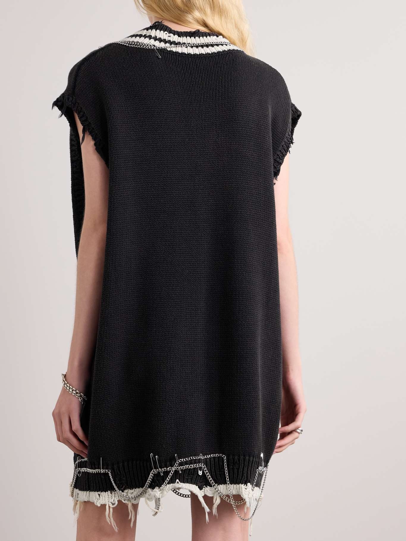 R13 Distressed embellished striped cotton mini dress | REVERSIBLE