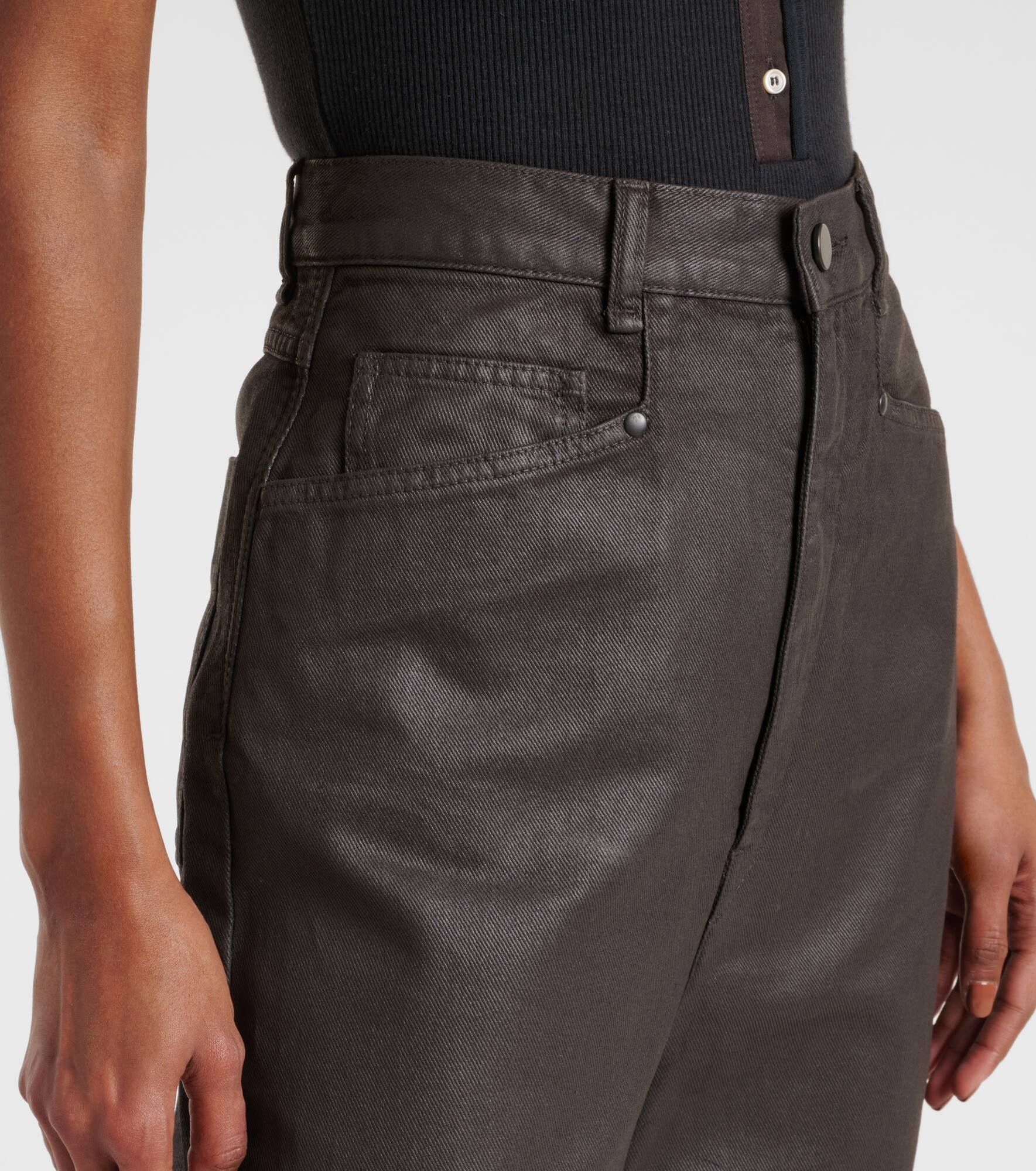 High-rise cotton wide-leg pants - 4