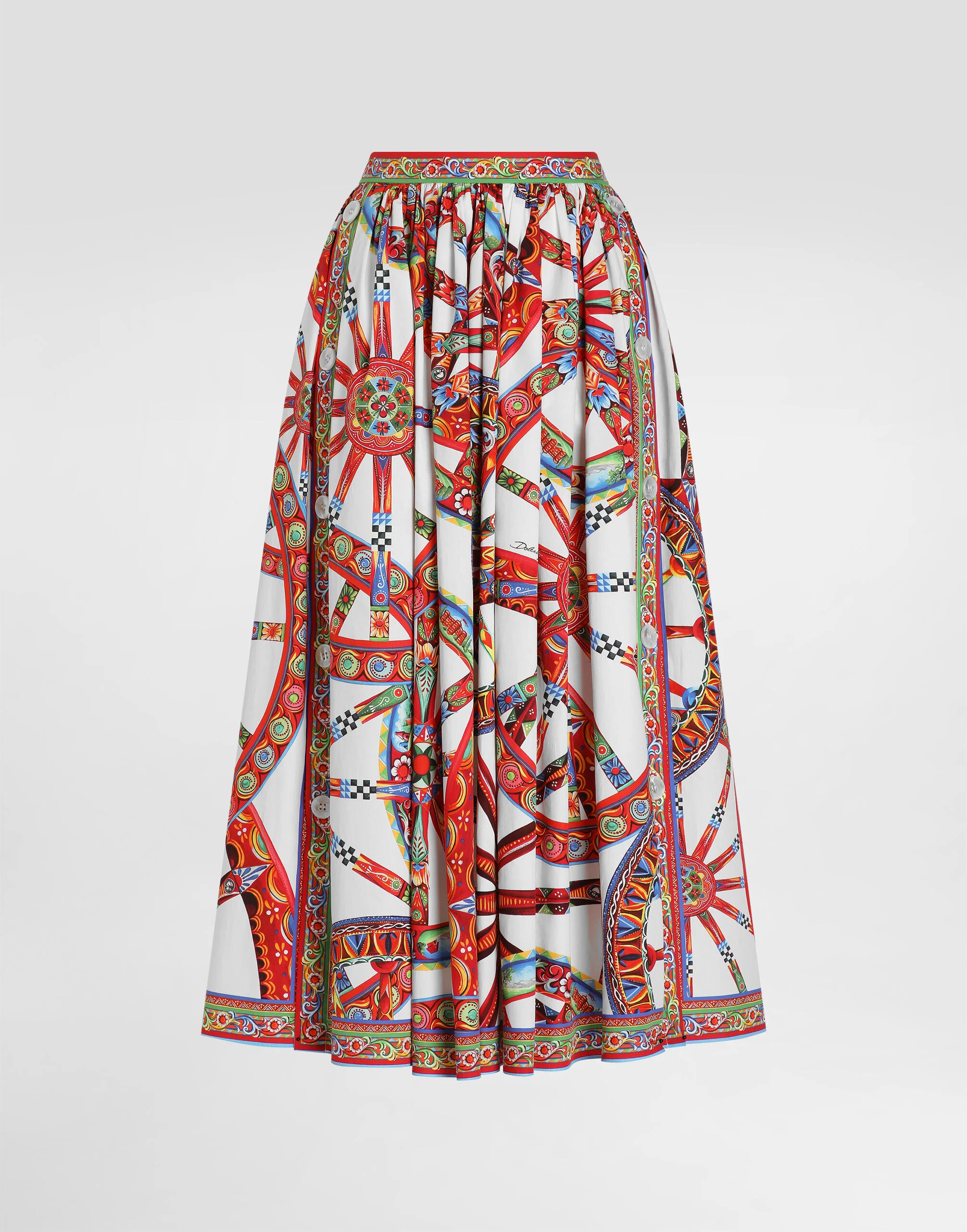 Carretto-print poplin long skirt - 1