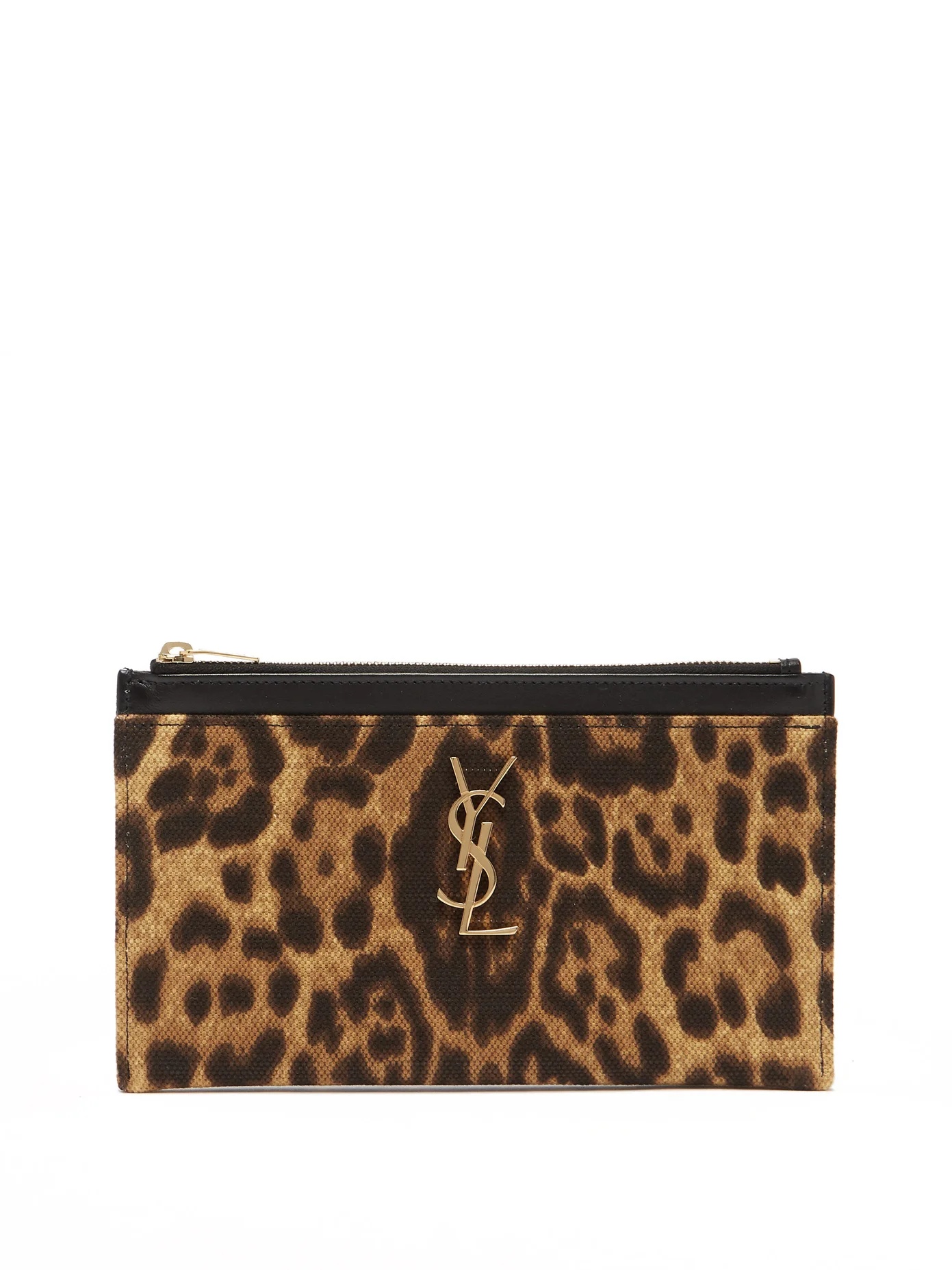 YSL-plaque leopard-print canvas pouch - 1