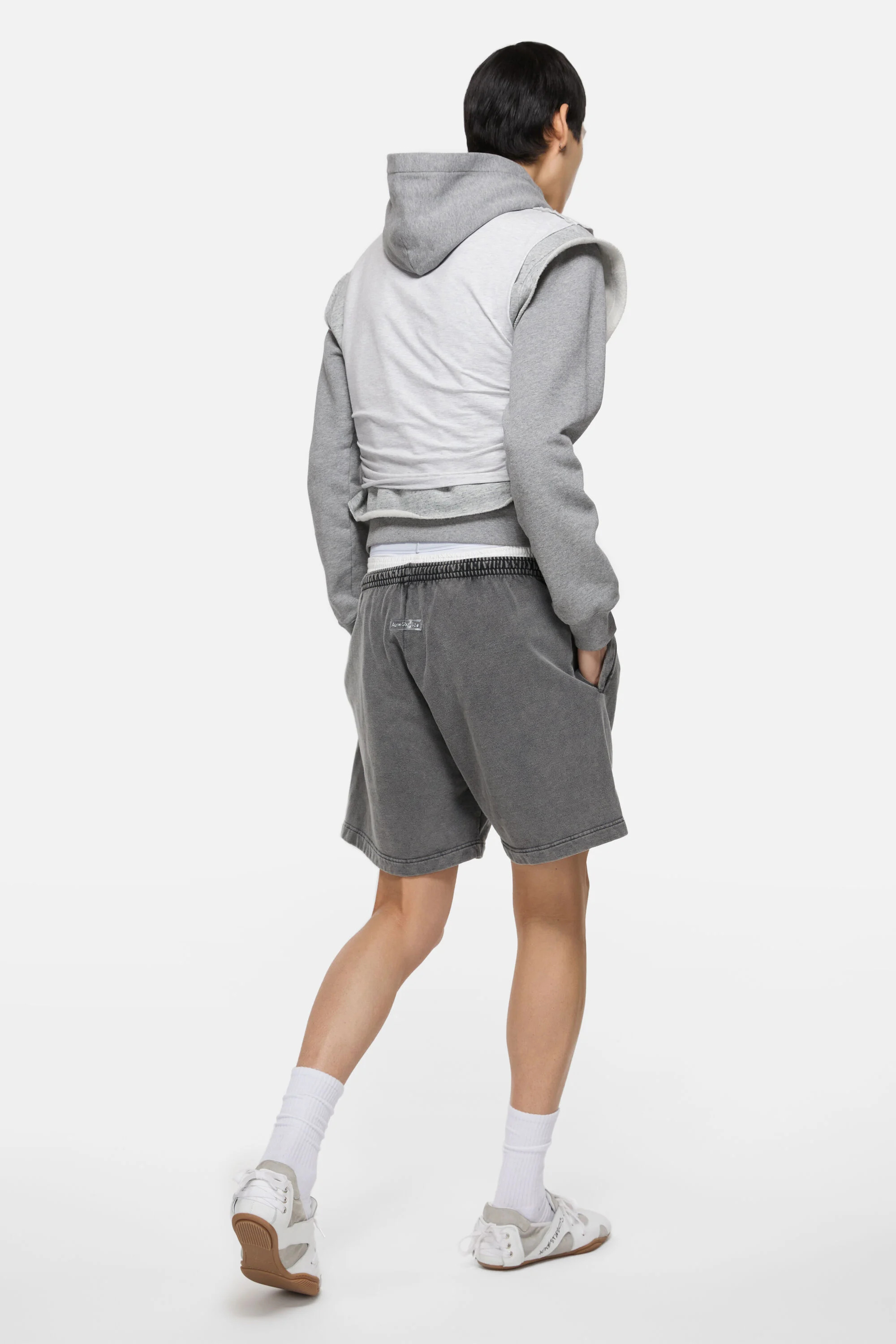 Cotton shorts - Faded black - 3