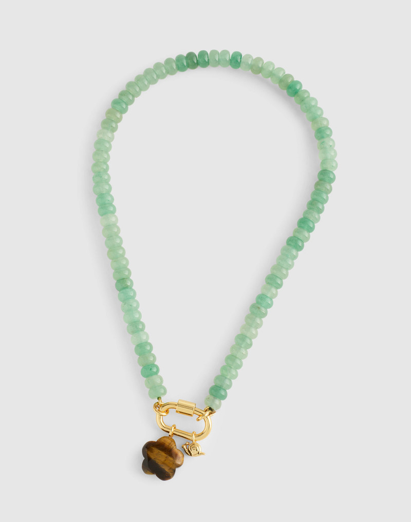 Semiprecious Beaded Carabiner Charm Necklace 3