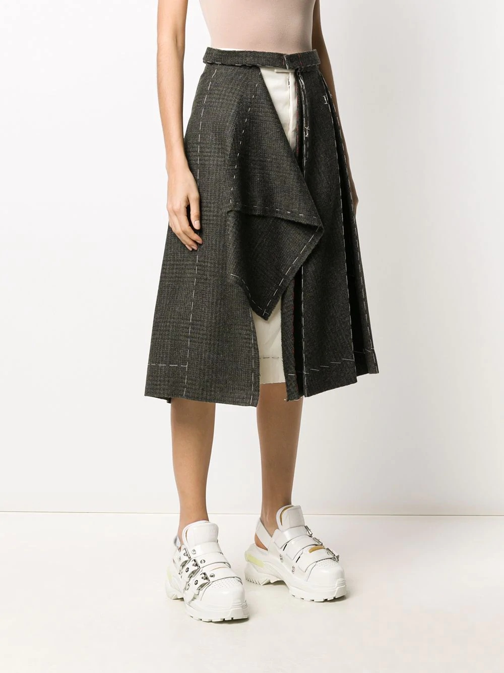 panelled asymmetric skirt - 3