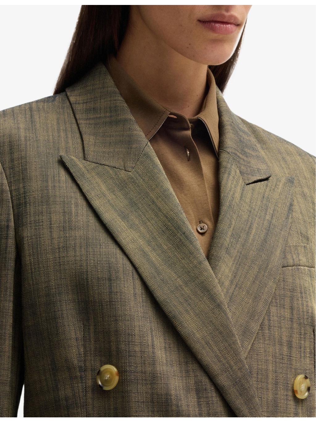 Double-breasted peak-lapel woven blazer - 5