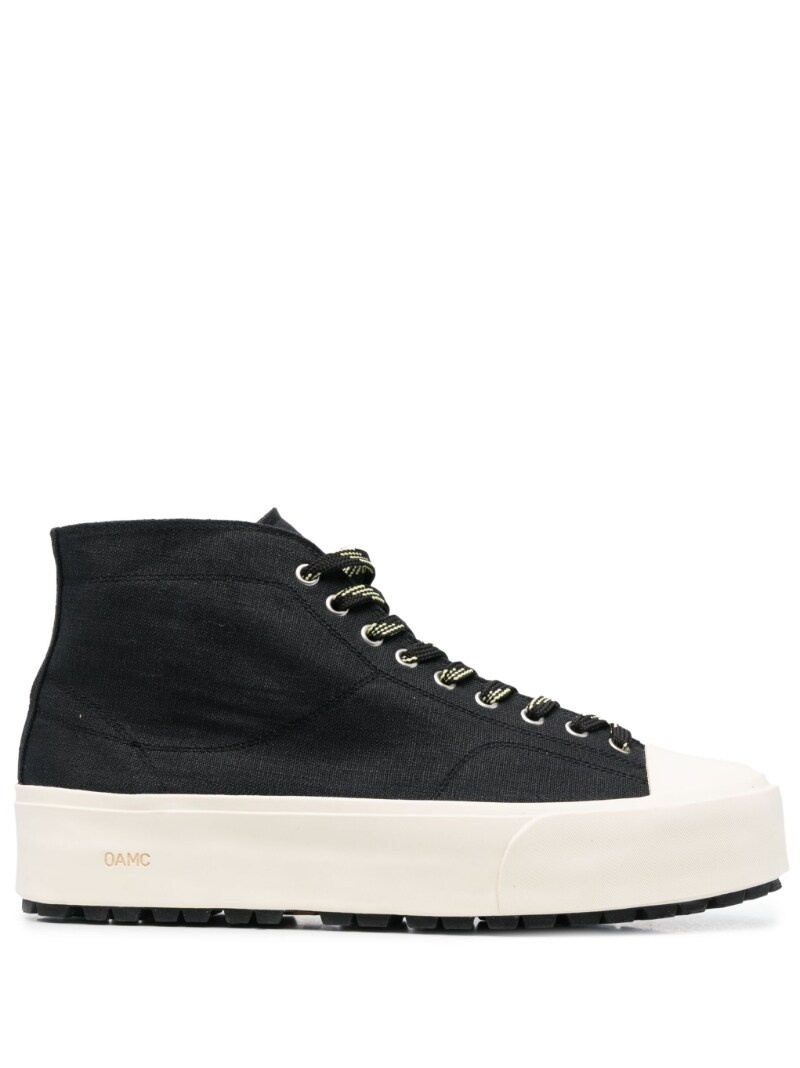 high-top chunky canvas sneakers - 1