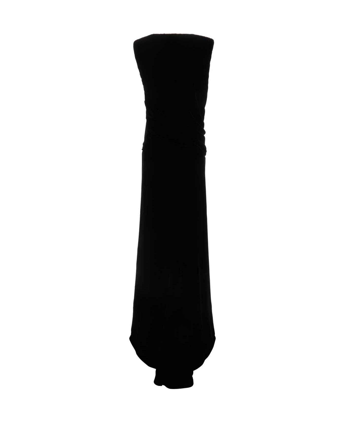 Black Velvet Long Dress - 2